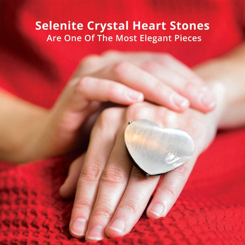 Selenite Crystal Heart Stone - 3 Pcs | HIMALAYAN GLOW